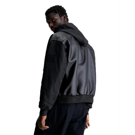 Calvin Klein Ανδρικό μπουφάν Faux Leather Hooded Bomber Jacket